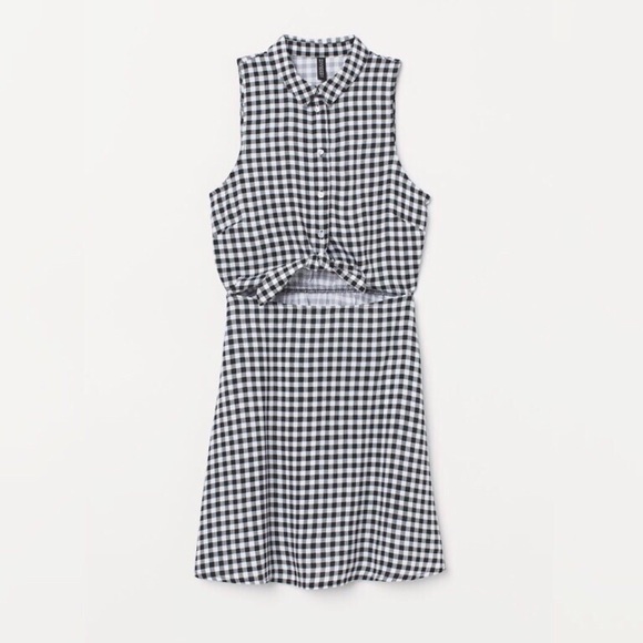 gingham tie up front dress - Picture 1 of 4